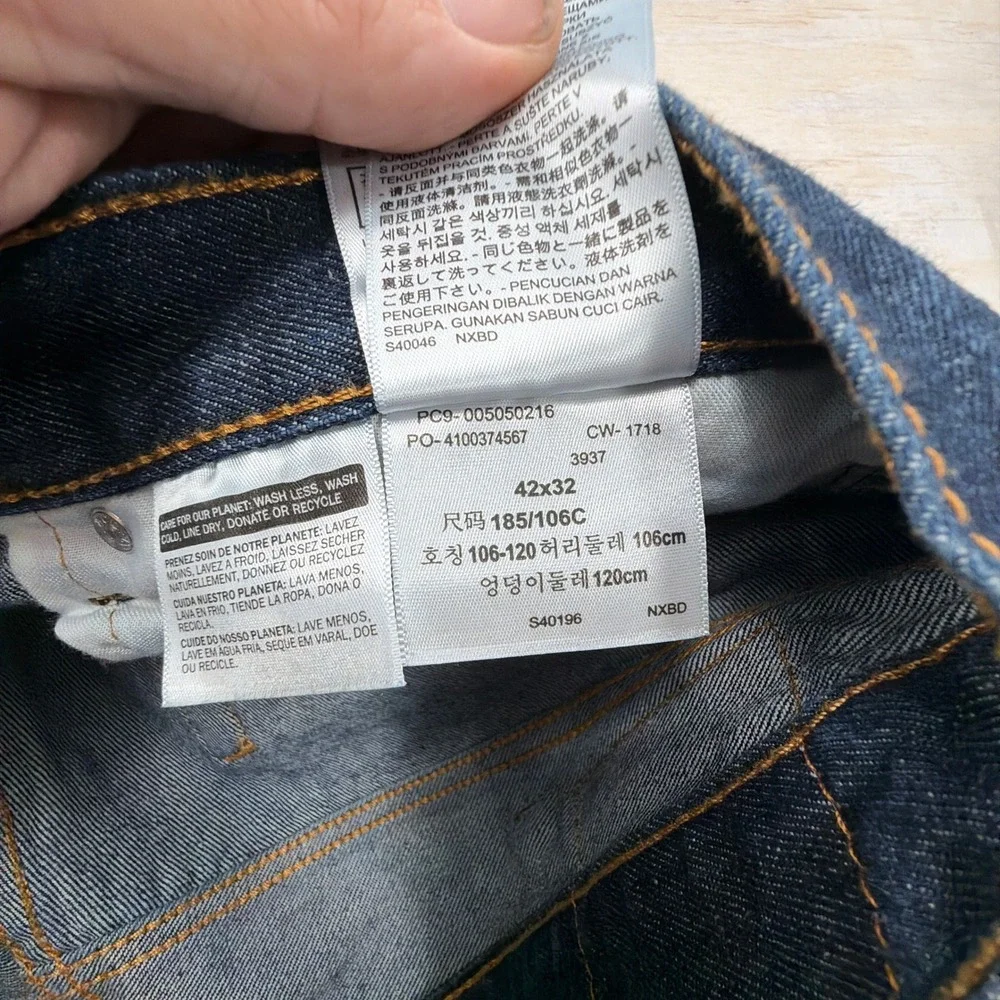 Levi's Jeans 505 Regular Fit Straight Leg Dark Wash Indigo Mens 42x32